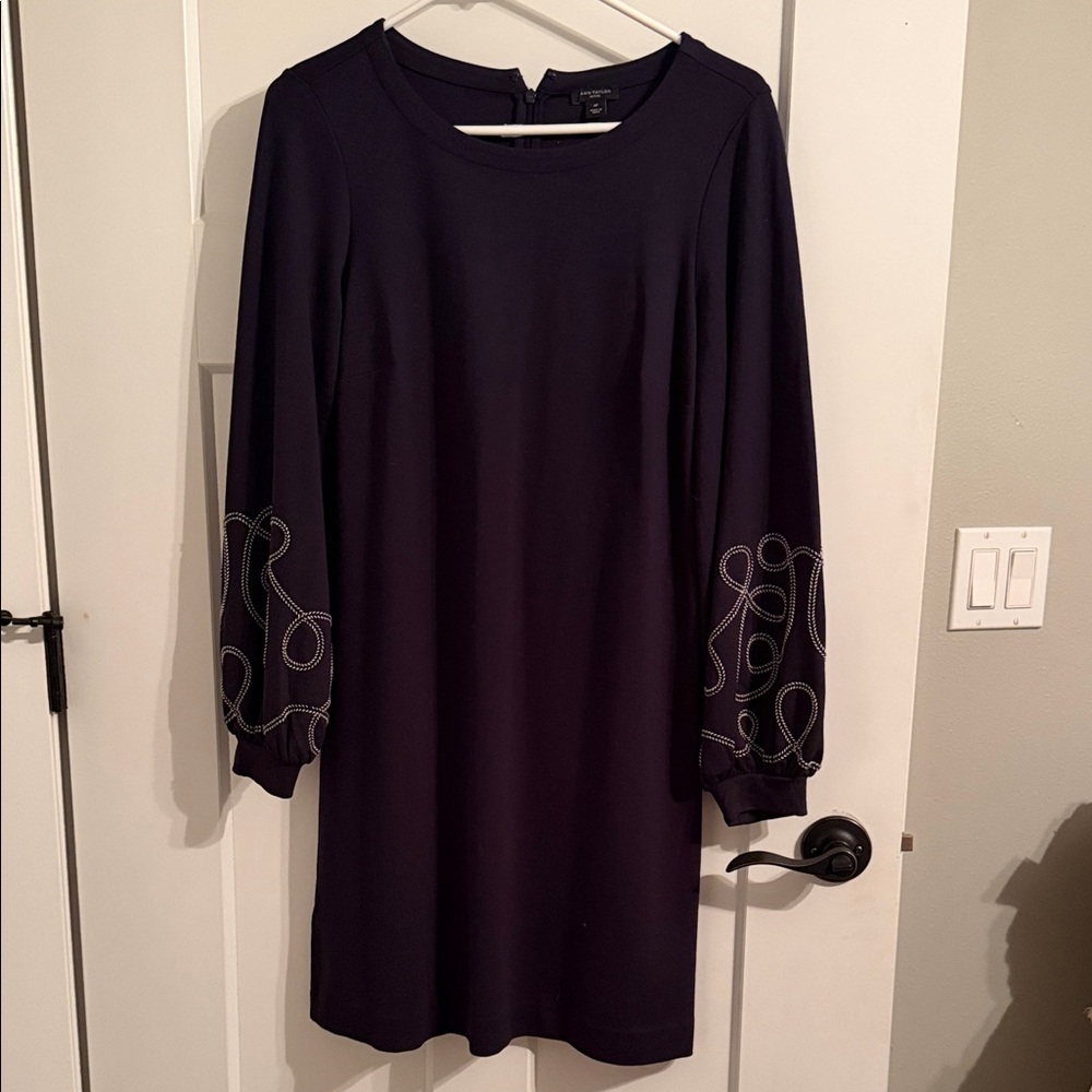 Ann Taylor Dark Navy Long Sleeve Dress